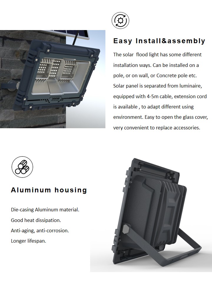 Outdoor Street Security Solar Flood Light Dusk To Dawn Waterproof IP67