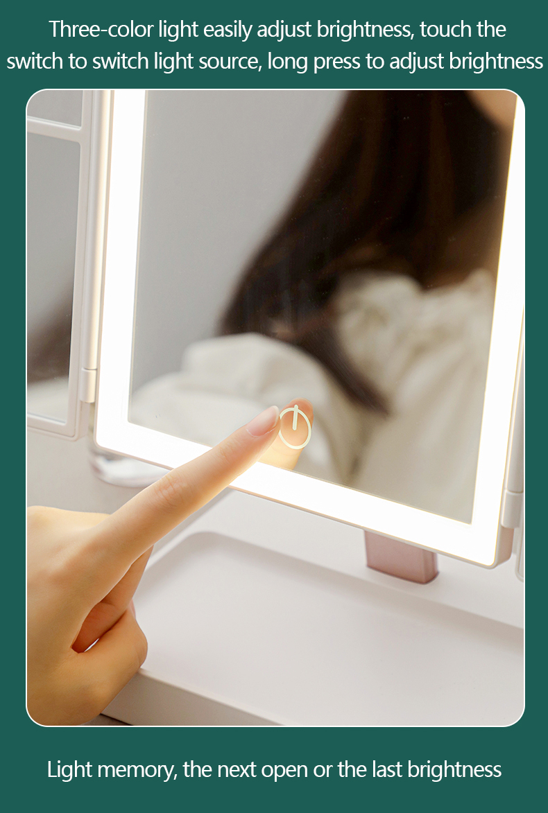 Trifold vanity Lighted Magnifying Makeup Mirror Cosmetic ABS Plastic