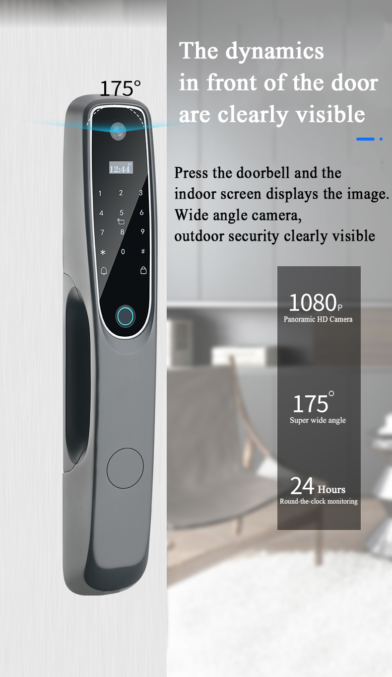 Fingerprint Wifi Door Lock With Camera Aluminum Alloy Video Door Lock