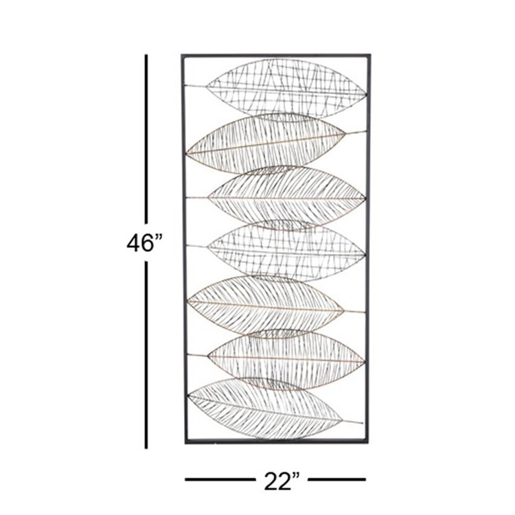 Luxury 3D Metal Home Decor Wall Art Leaves Shape Iron Frame Wall Art Decor
