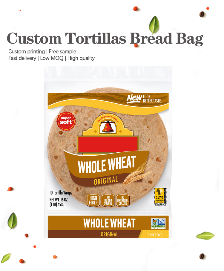 Tortillas VMPET Wraps Recycled Bakery Packaging Printed 500g Sandwich Packaging Bag