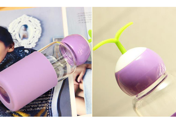 300ml Glass Drinking Bottles With Silicone Cover Eco Friendly Feature