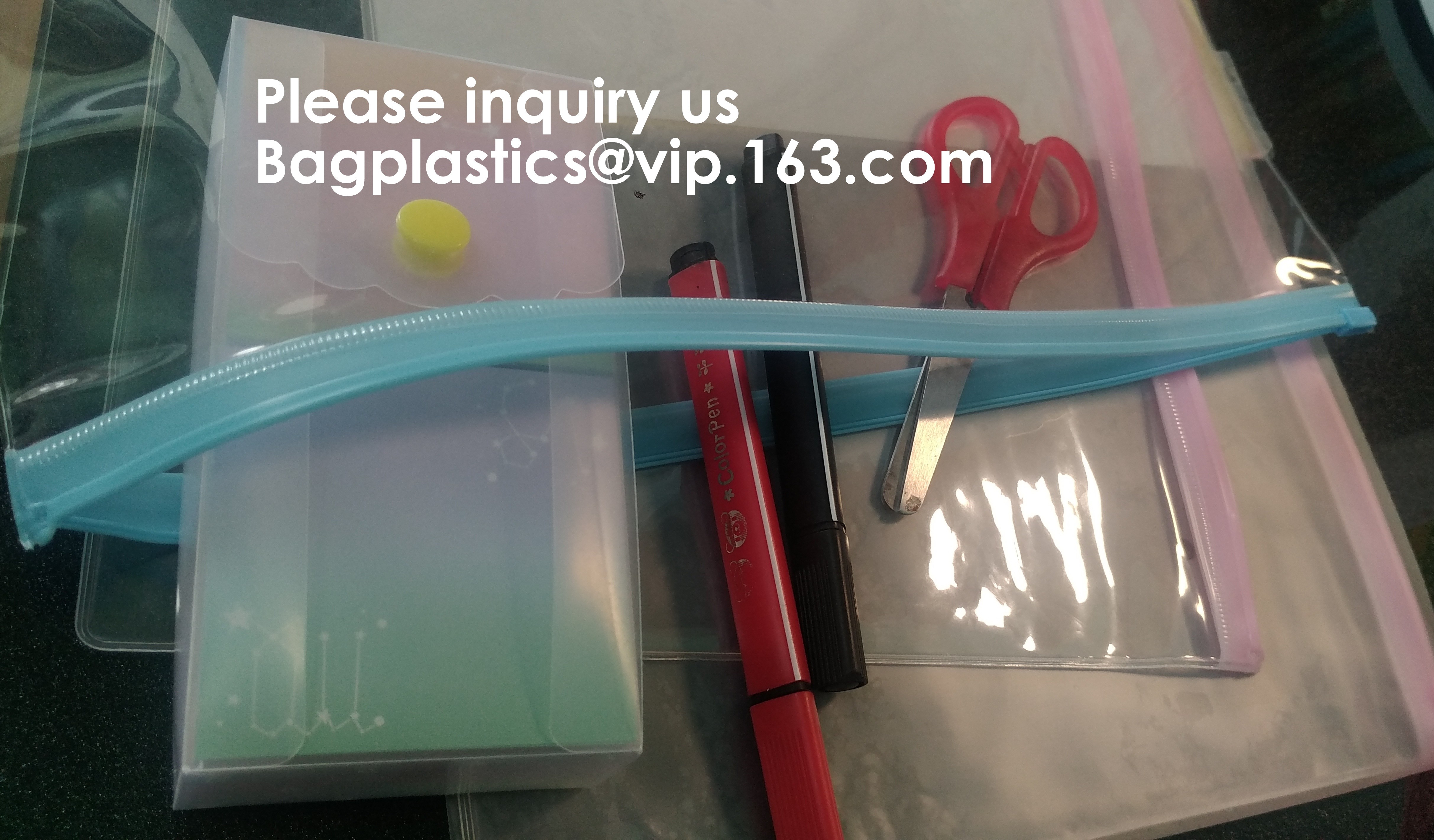 Metal Slider Office File Folder Mesh Clear PVC Zip Lock Document Bag,Folder File Wallet Zipped Lock Document Bag pack