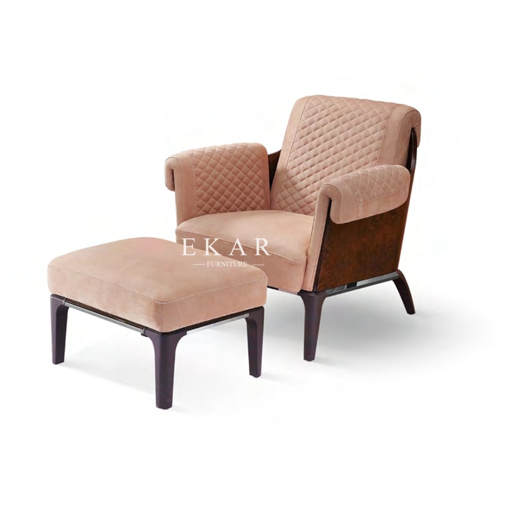 Living Room Modern Leather Arm Leisure Chair With Ottoman W006SF11A