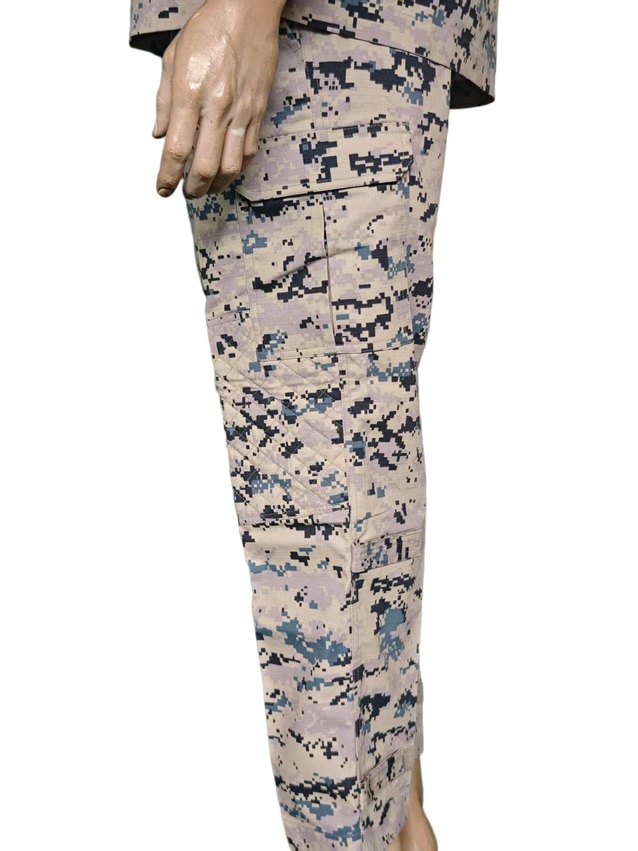 Tactical ACU Camouflage Field Training Uniform Set Twill and Rip Stop Fabric Cotton Polyester Material