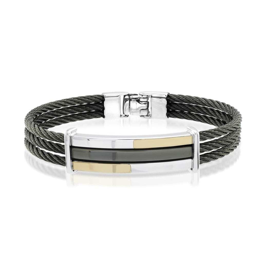 Custom Magnetic Men Blue Plated Bracelets Stainless Steel And Carbon Fiber Bracelet