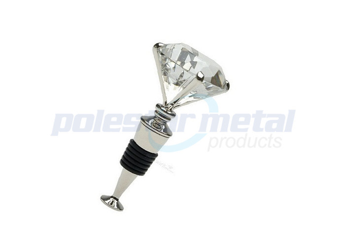 3-1/2" Polished Chrome Zinc Alloy / Brass Hammer Wine Bottle Stoper