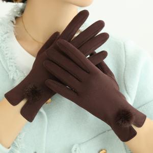 China Dark Red Acrylic 55g Women Touch Screen Gloves , Warm Cycling Gloves on sale