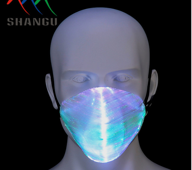 Neon EL LED Light Up Mask PVC Plastic Light Blue Masquerade Masks
