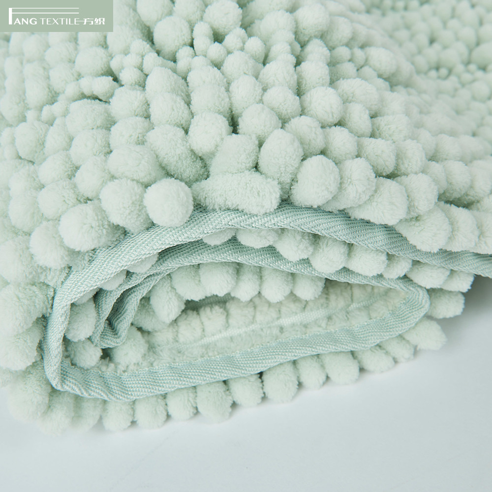 Light Green Fast Drying Chenille Bath Mat Water Absorption