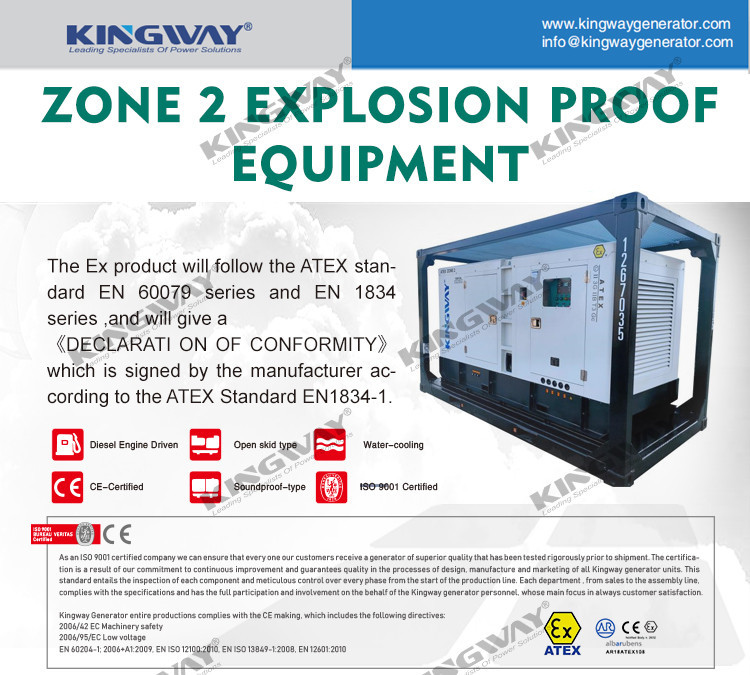 ATEX Zone II 3 Phase Diesel Generator Set 60KVA With DNV 2.7-1 Lifting Frame