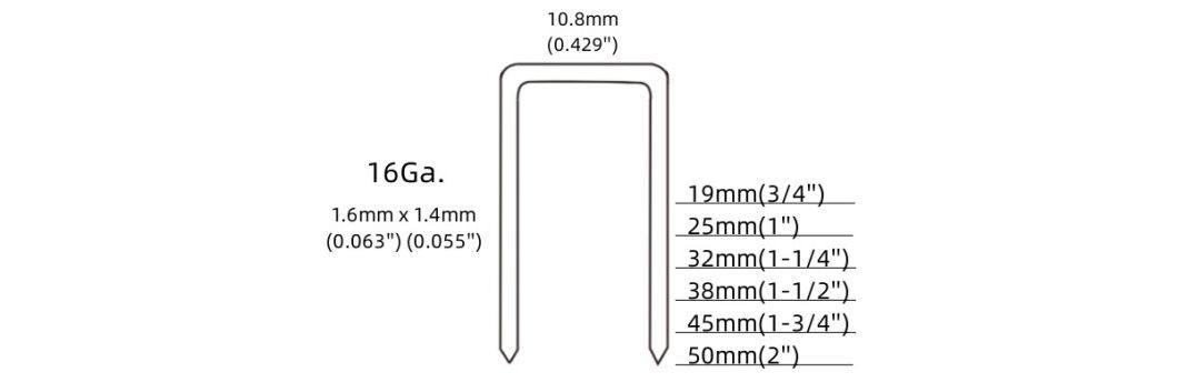 16 Gauge Medium Crown Air Staple Pneumatic Staple N45 Furniture Decoration
