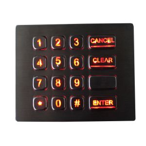 16 Keys IP67 Panel Mount Keypad Backlit Customized Stainless Steel Keypad