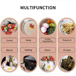 3500ml Striped High Borosilicate Glass Mixing Bowl with PP Lid