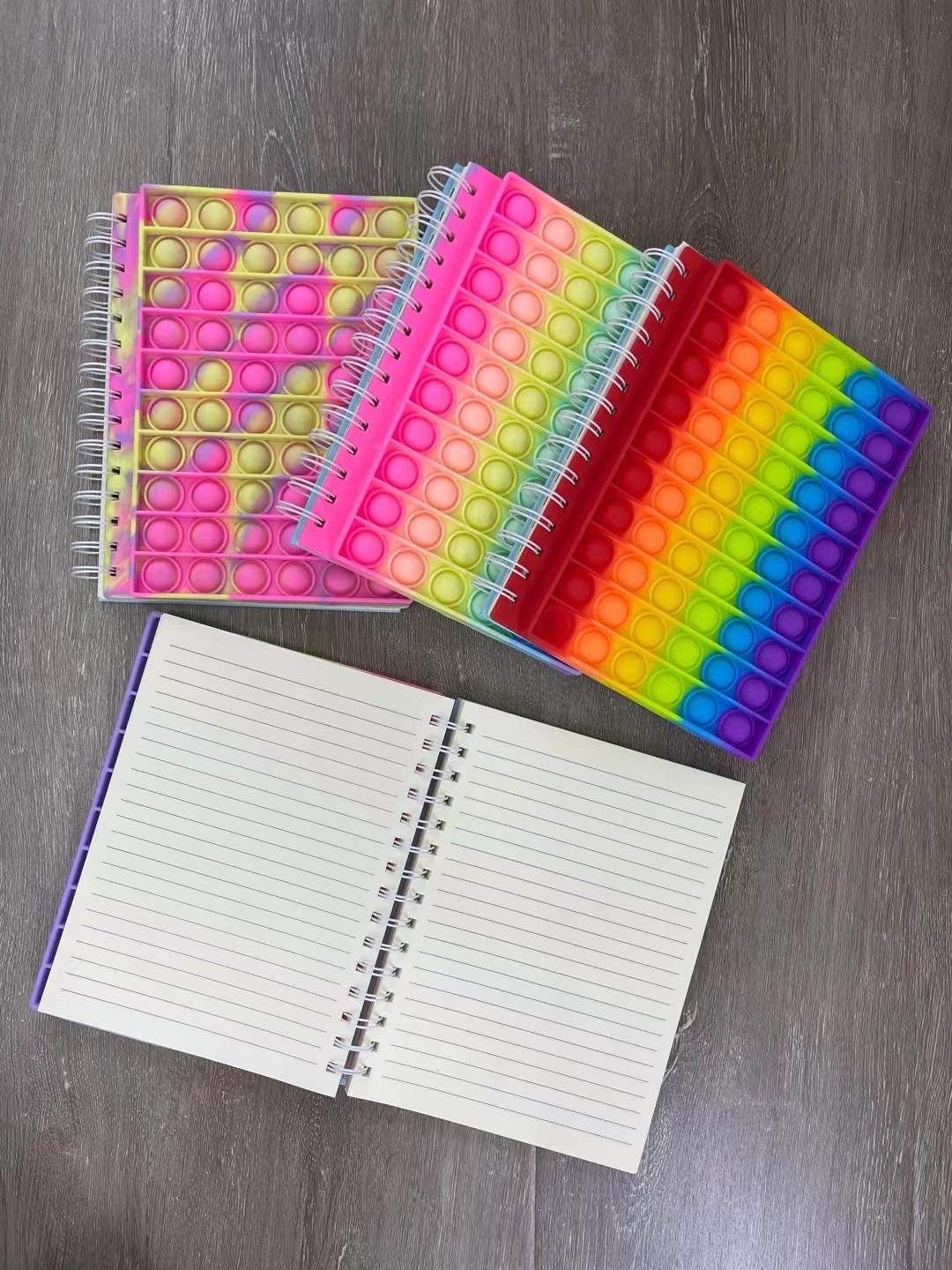 Popular A5 Cute Animal Pattern Silicone Colorful Sensory Push Bubble Fidget Pop Notebook For Children