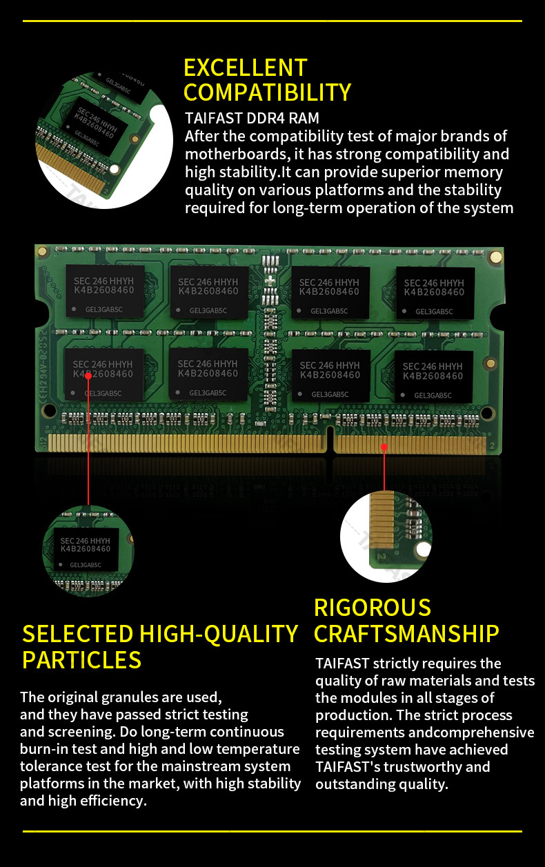 Taifast 16GB DDR3 Memory Ram 1600mhz 240pin So Dimm For Laptop Notebook
