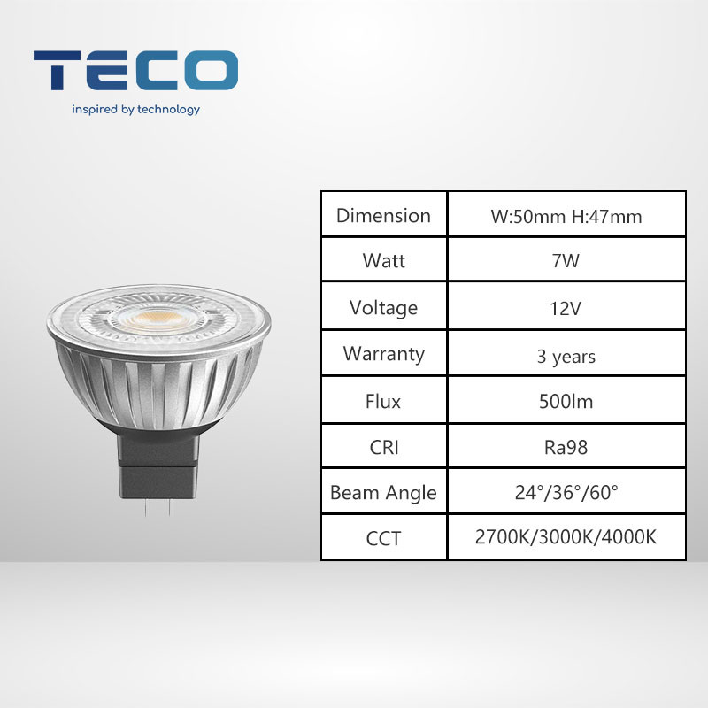 60 Degree Beam Angle 2700k MR16 LED Spotlight Bulbs Low Voltage 12v Gu5.3 Base Led Light