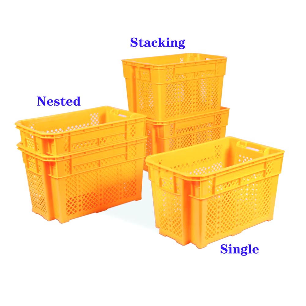 Farm Commercial Colored Plastic Milk Crates For Vegetable Delivery 545x345x250mm