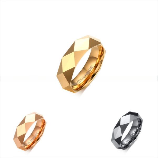 Men's 6mm High Polished Finish Gold Silver Rose Gold Diamond Cut Faceted