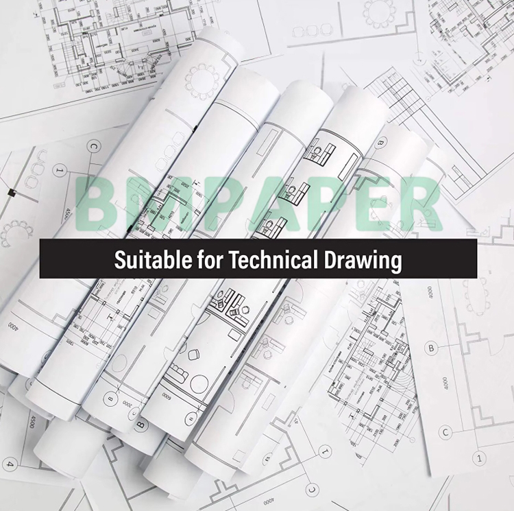 24" x 150' CAD 20lbs Bond Inkjet Wide Format Plotter Paper For Graph 2″ CORE