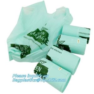 drawstring trash bags on roll disposable bag in compostable, biodegradable