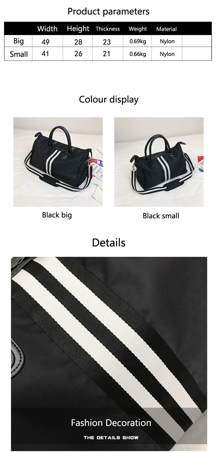 Black Mens Sports Duffle Bag Nylon Gym Duffle Bag With Shoe Compartment