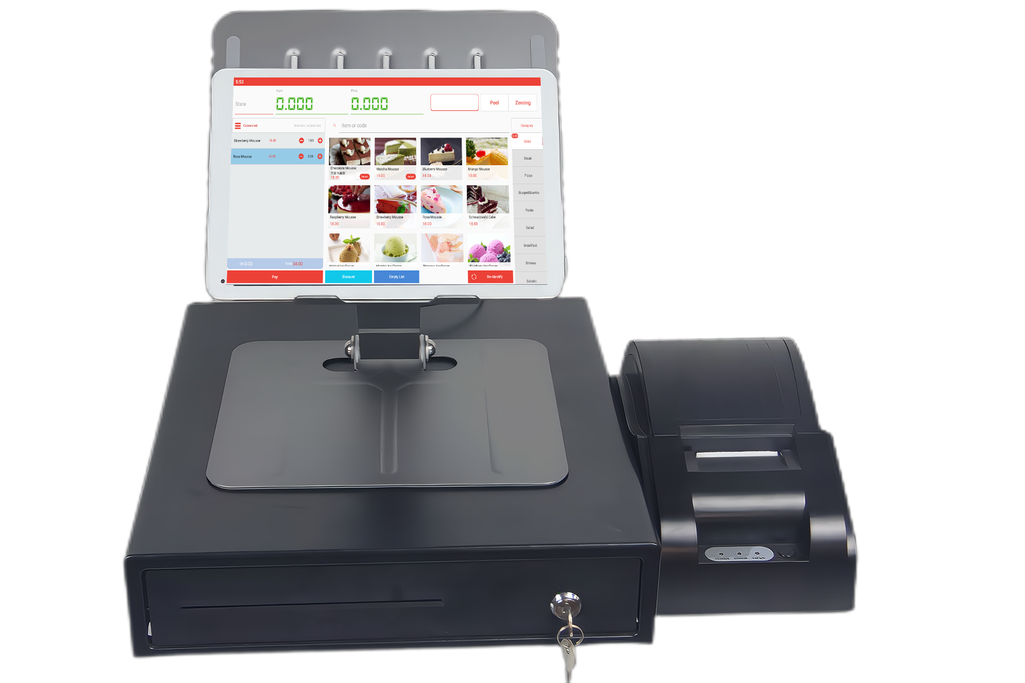 16GB SDK Function Smart Tablet POS System with 58mm Thermal Printer and Cash Drawer