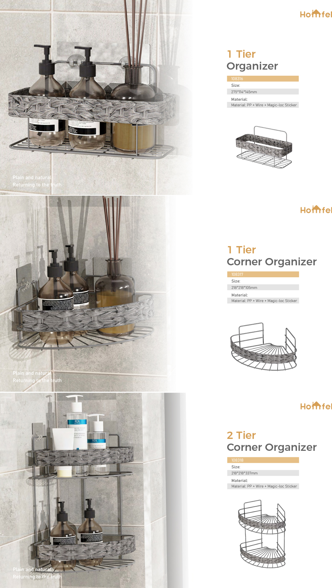 Wall Mounted Bathroom Metal Storage Rack 2 Tiers Iron Wire Organizer