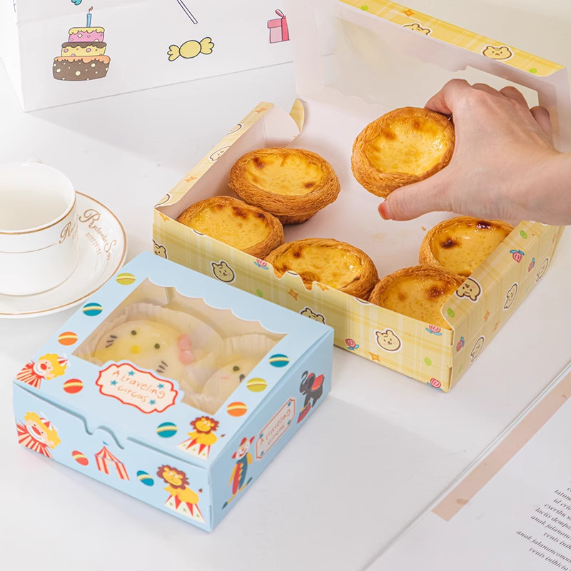 Professional Egg Tart Box Cake Packaging Boxes with Matt Lamination and Offset Printing