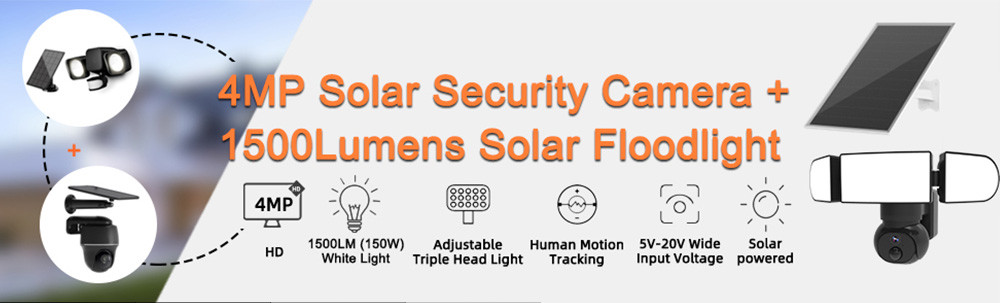 AQUZO Built In 90db Siren Alarm Cellular Security Camera Solar Battery Power Light