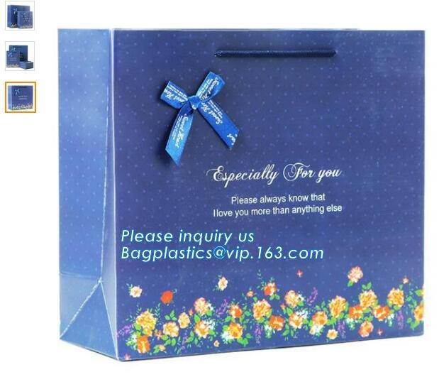 Luxury paper bags with handles Different Sizes,250gsm art paper shopping carrier bag custom printing with handle rope