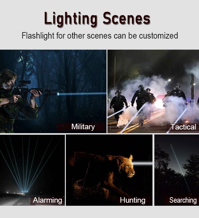 Rechargeable White Laser Flashlight With 21700 Li Ion Battery 400 Lumens
