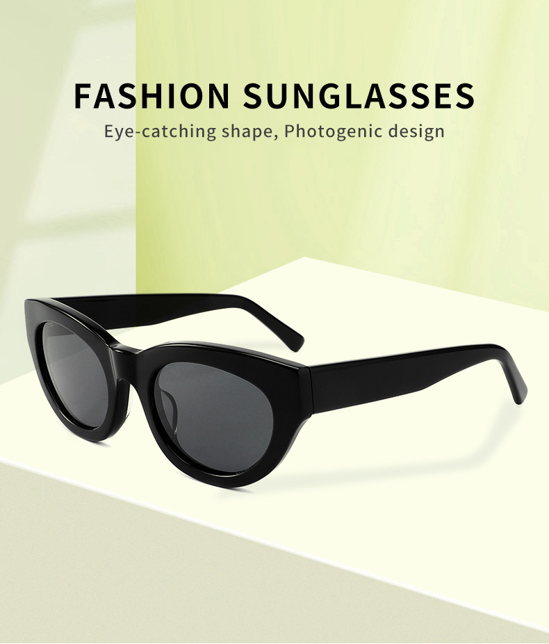 Polarized Round Acetate Sunglasses Retro Cat Eye For Women