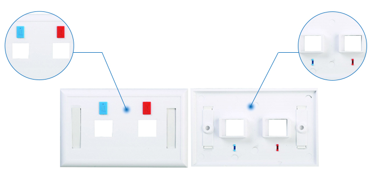 RJ45 Network Faceplate Socket 86*86mm / 114*70mm Telecommunication Application