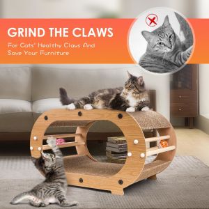Large Scratcher Bed with Ball Toy - Cat Scratching Cardboard,100% Recycled Paper