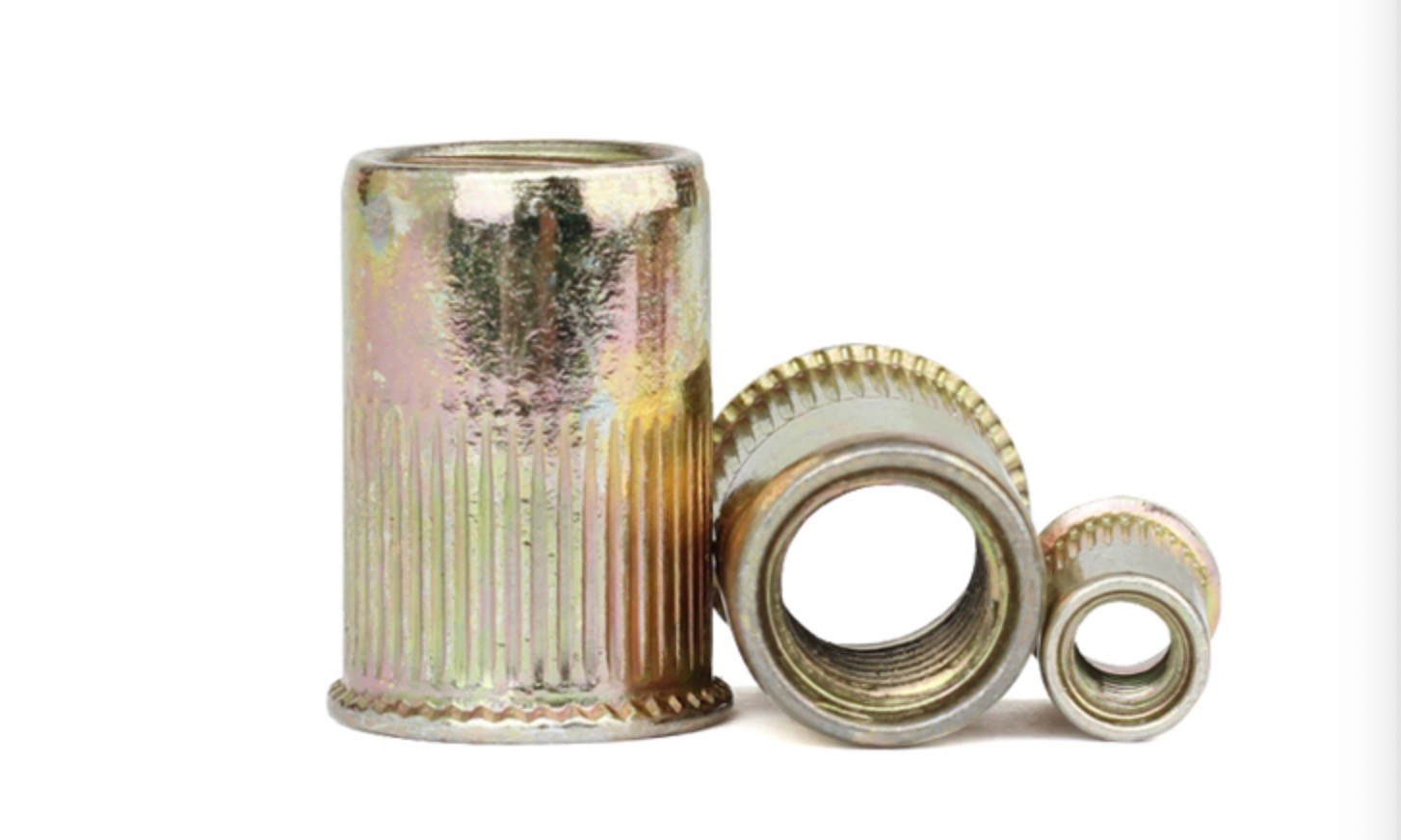 Yellow Chromate Plated M12 Rivet Nut , Metric Knurled Insert Nut