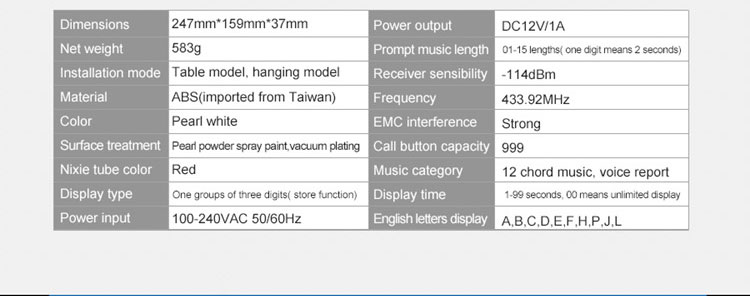 China manufacturer wireless calling equipment with 1 key service caller and touchable display receiver