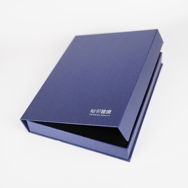 Custom Logo Blue Clamshell Storage Boxes Gift Book Shape Packaging Box With EVA Tray
