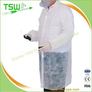 ISO13485 PP SMS Disposable Laboratory Gown With Snap Button