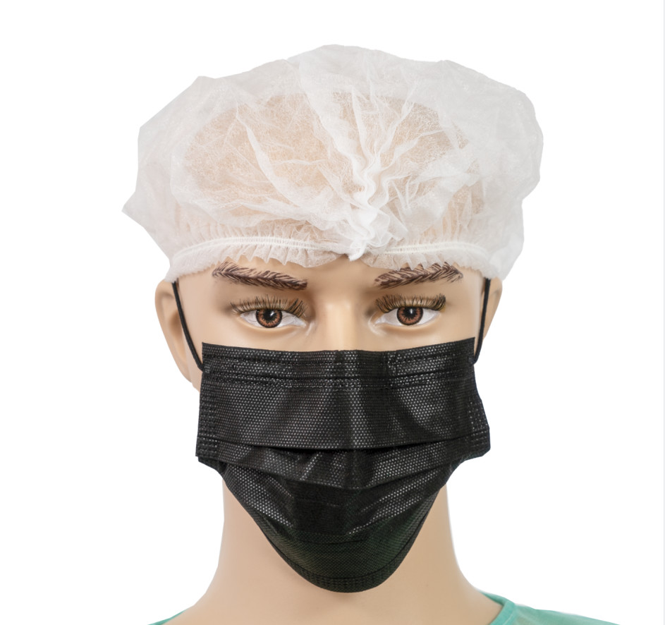21" White Disposable Non Woven Bouffant Cap For Food Processing
