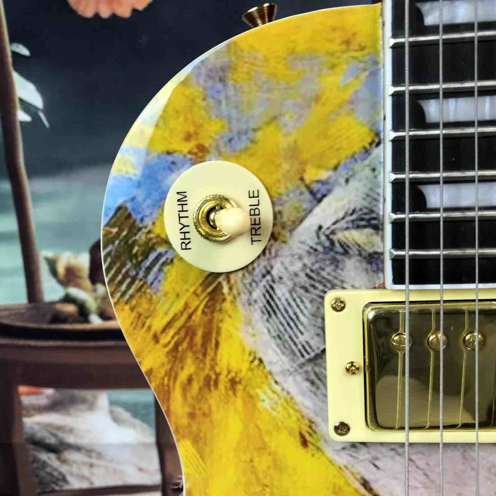 Custom GB LP Style Handpaint Electric Guitar with 2H pickup Gold Hardware Mahogany Body