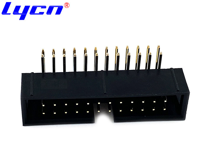 Right Angle Box Header Connector 2.54mm Phosphor Bronze LCP 30％ GF UL94V-0