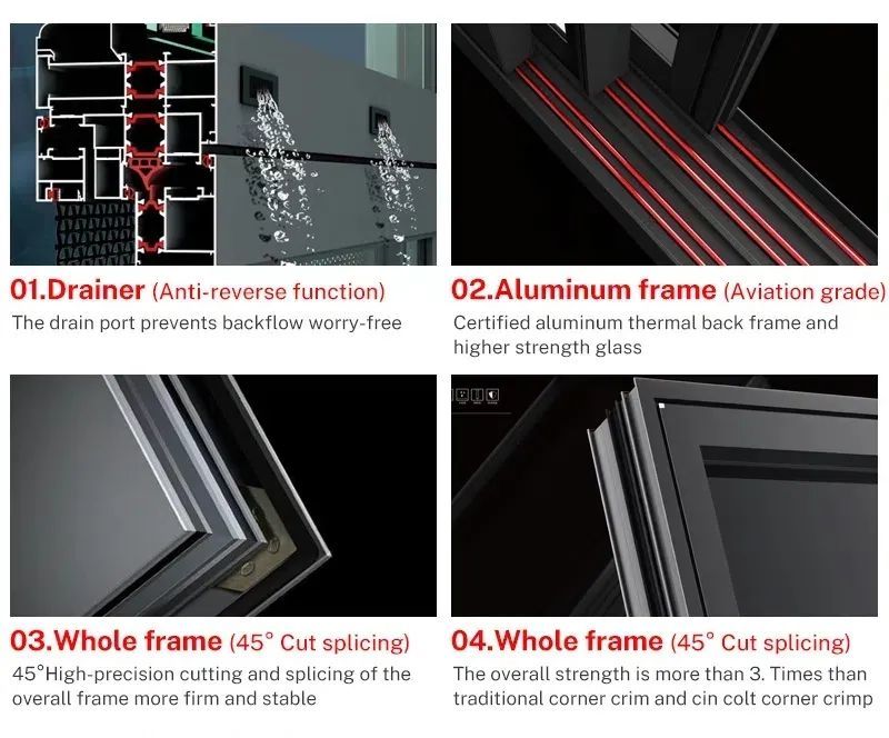Double-Layer Tempered Glass Window Safety and Energy Saving Aluminum Sliding Window