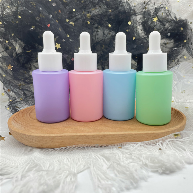Matt Colorful Flat Shoulder Essential Oil Glass Dropper Bottle 30ml