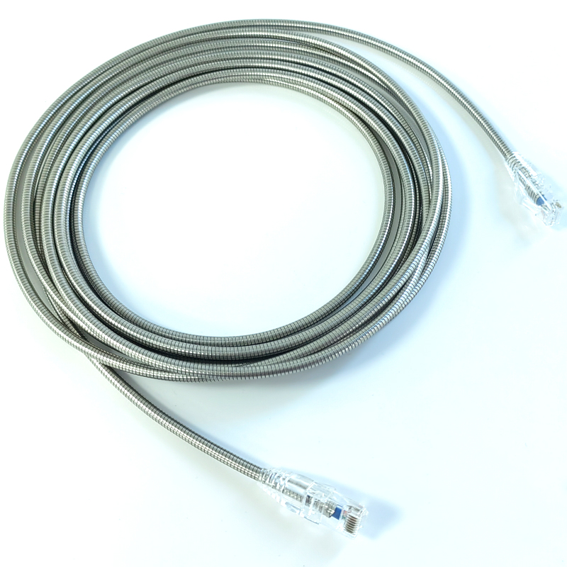 Exactcables Steel Armored Crossed Cat5e Network Cable 2m Lan Cable Slim STP LSZH Gray