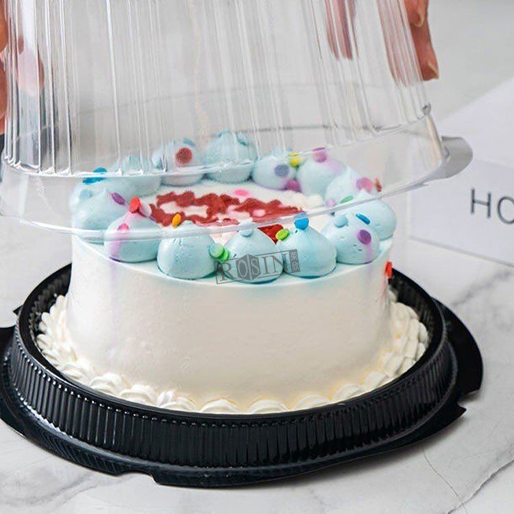 Custom 8 Inch Cake Container Transparent PET Round For Birthday And Party