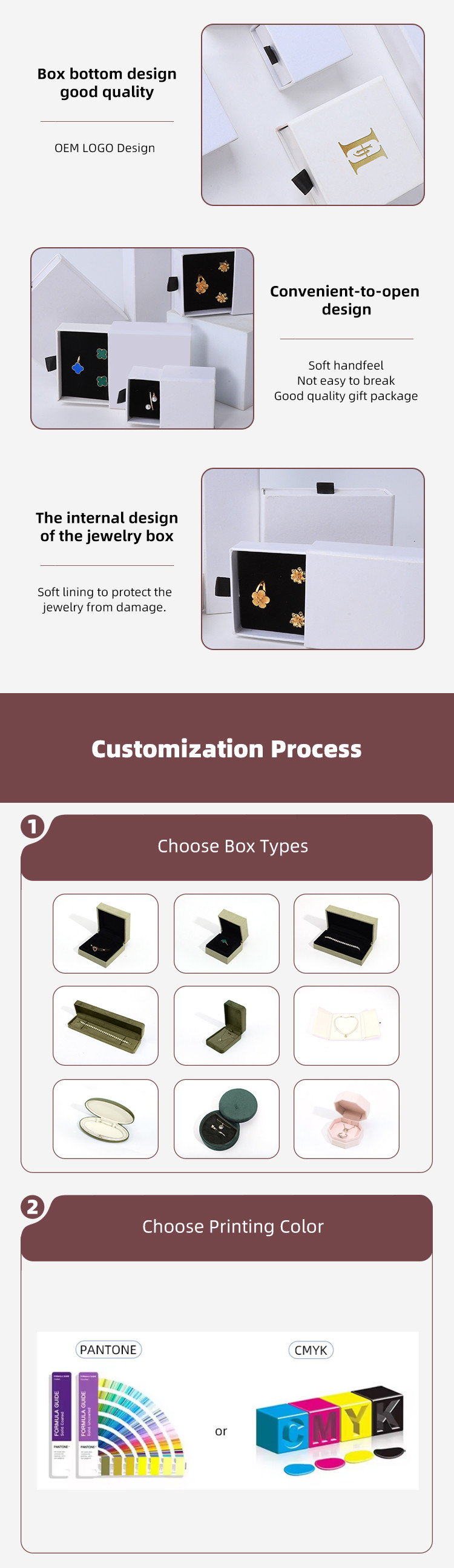 Wholesale manufacturing Eco Friendly high quality gift Jewellery Box Personalized Custom Ring Necklace Earring Bracelet Packaging white Cardboard