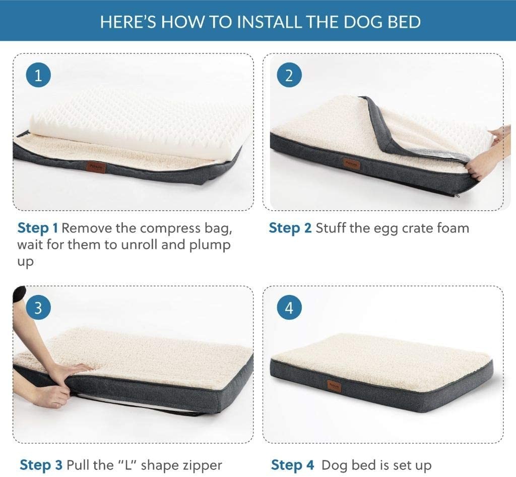 21.5cm Memory Foam Dog Crate Pad Antimicrobial TPU Waterproof