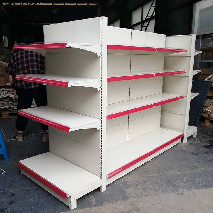 Factory custom color size metal white gondolas store shelf supper market shelves