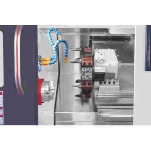 Slant Bed CNC Turret Lathe With C Axis Live Tooling Collet Chuck